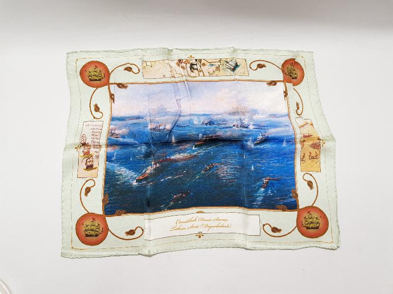 ÇANAKKALE DENİZ SAVAŞI HATIRA İPEK MENDİL