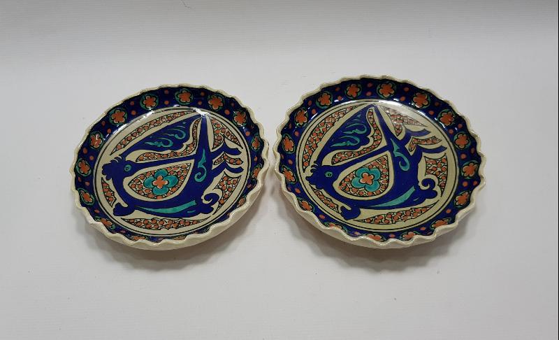 SITKI OLÇAR İMZALI BİR ÇİFT KÜTAHYA SERAMİK ÇEREZLİK 