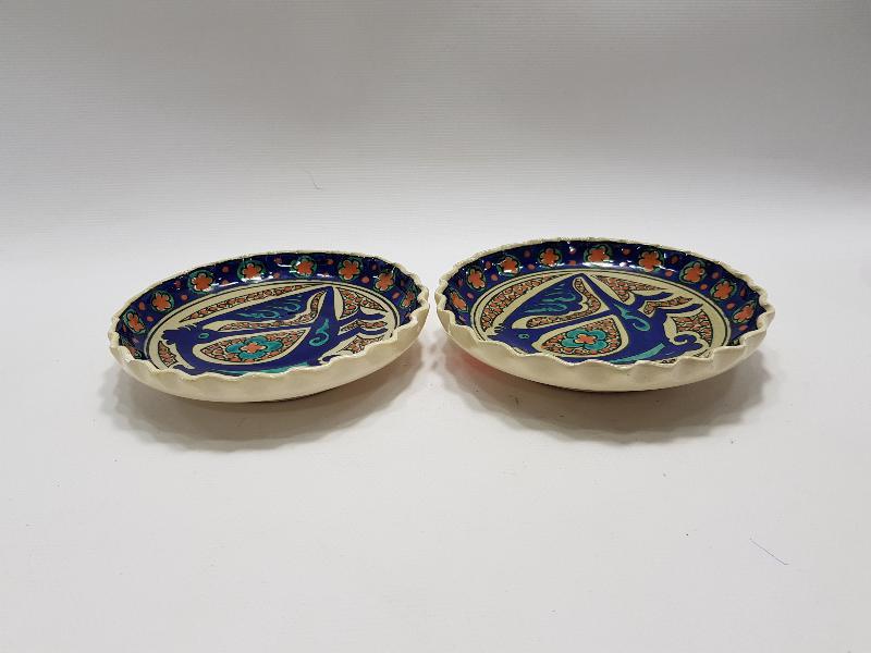 SITKI OLÇAR İMZALI BİR ÇİFT KÜTAHYA SERAMİK ÇEREZLİK 