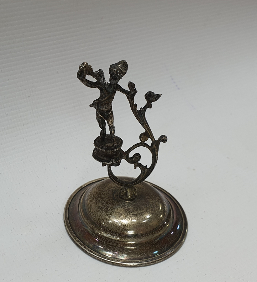 ANTİKA MELEK FİGÜRLÜ GÜMÜŞ MASA ÜSTÜ OBJESİ