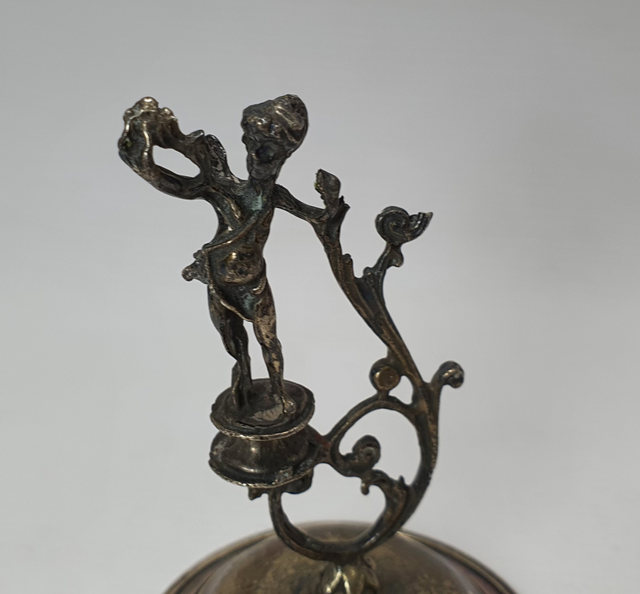 ANTİKA MELEK FİGÜRLÜ GÜMÜŞ MASA ÜSTÜ OBJESİ