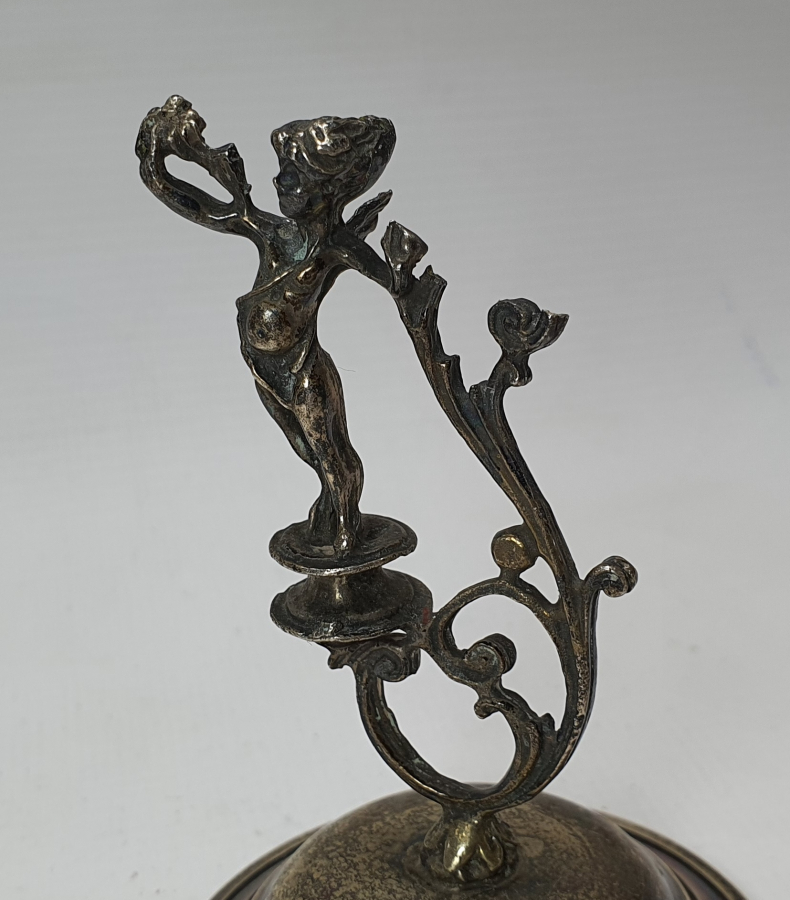 ANTİKA MELEK FİGÜRLÜ GÜMÜŞ MASA ÜSTÜ OBJESİ