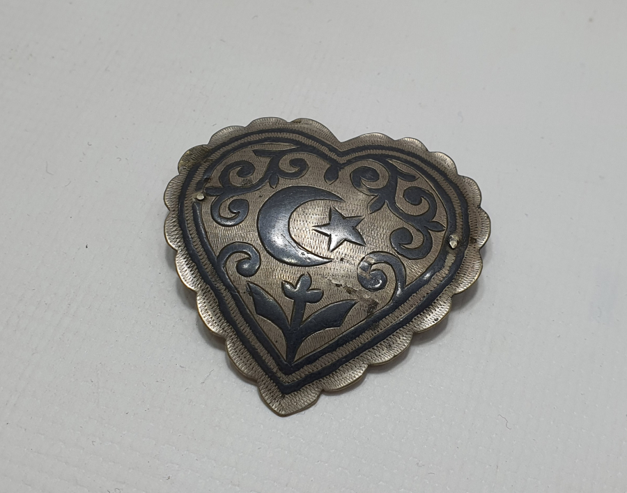 OSMANLI DÖNEMİ AY YILDIZLI ÇERKES İŞİ SAVATLI BROŞ