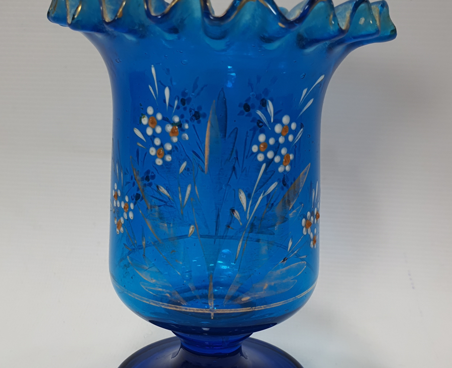 OSMANLI DÖNEMİ MİNELİ VE ALTIN VERMEYLİ KOPARMA CAM KAŞIKLIK