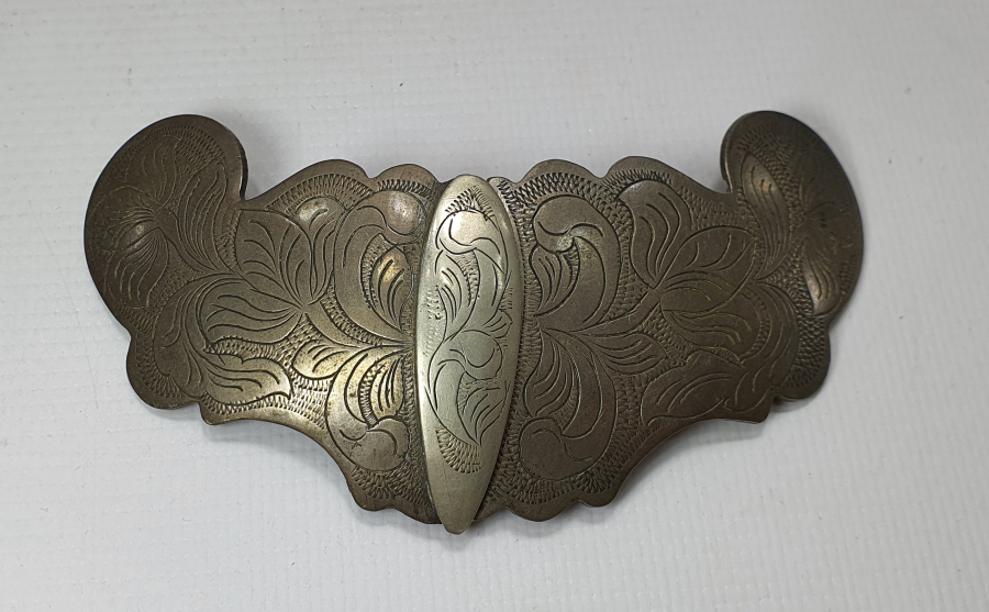 OSMANLI DÖNEMİ ÜZERİ KALEM İŞÇİLİKLİ GÜMÜŞ KEMER TOKASI