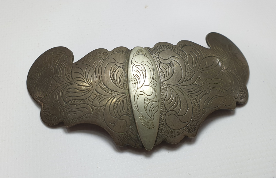 OSMANLI DÖNEMİ ÜZERİ KALEM İŞÇİLİKLİ GÜMÜŞ KEMER TOKASI