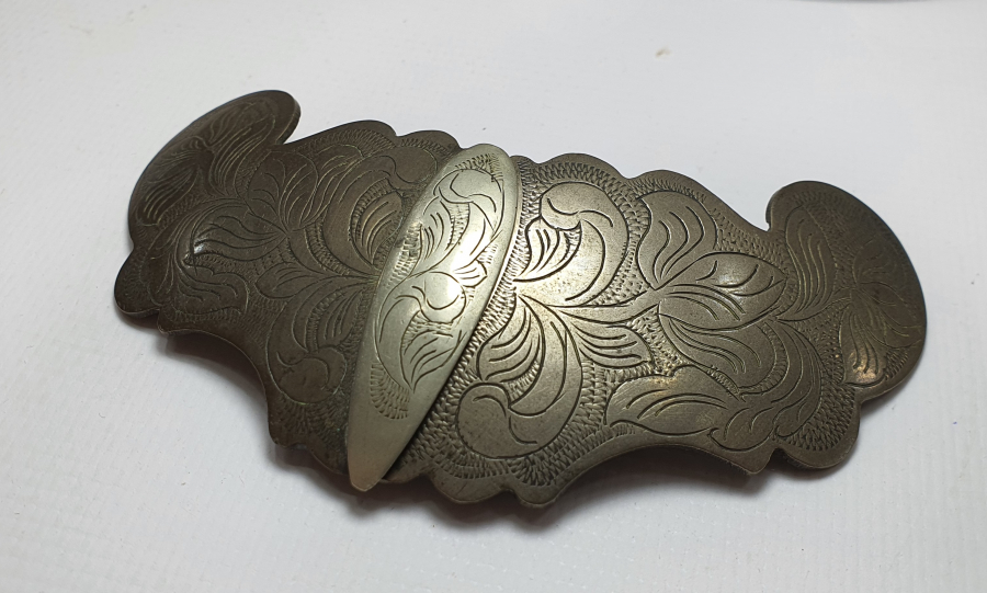 OSMANLI DÖNEMİ ÜZERİ KALEM İŞÇİLİKLİ GÜMÜŞ KEMER TOKASI