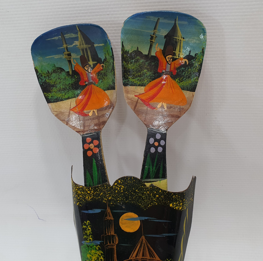 ÜZERİNDE OSMANLICA KONYA YADİGARI YAZILI 2 ADET KAŞIK VE KAŞIKLIK