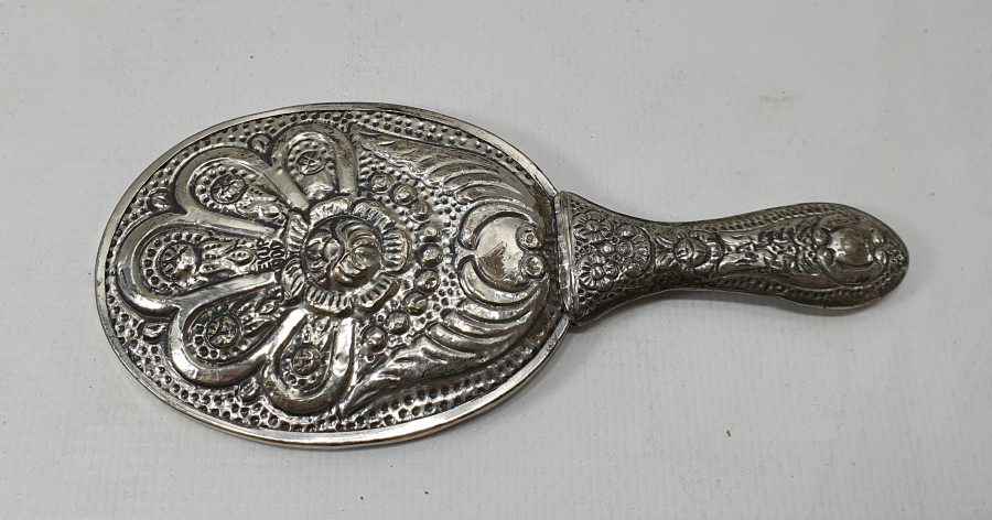 KABARTMA İŞÇİLİKLİ GÜMÜŞ EL AYNASI