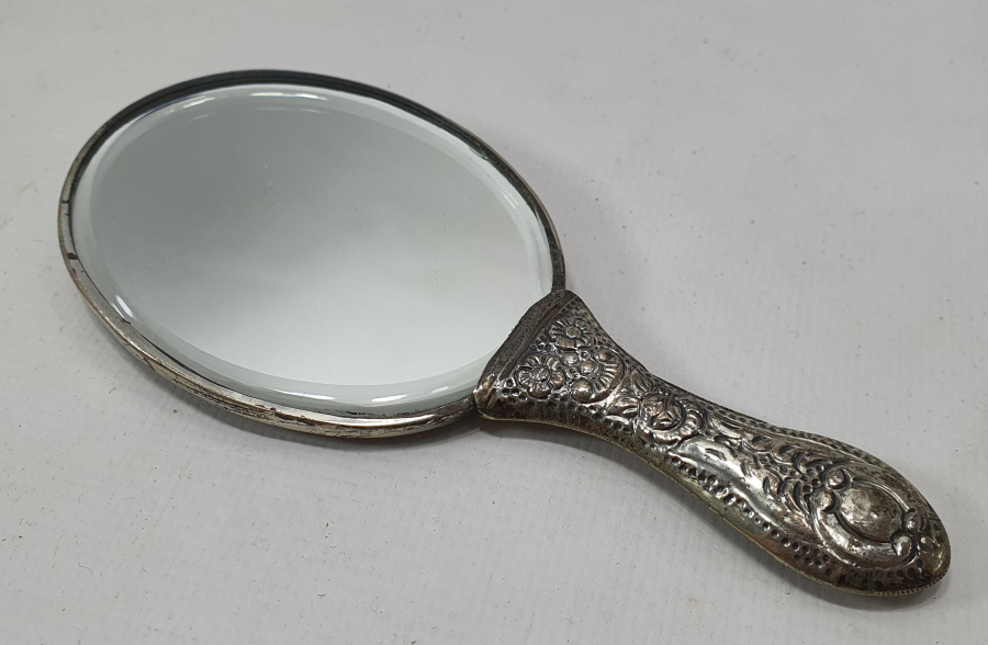 KABARTMA İŞÇİLİKLİ GÜMÜŞ EL AYNASI