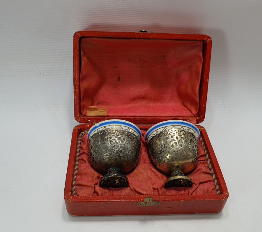 OSMANLI DÖNEMİ ORJİNAL KUTUSUNDA ÇİFT FİNCAN ZARFI