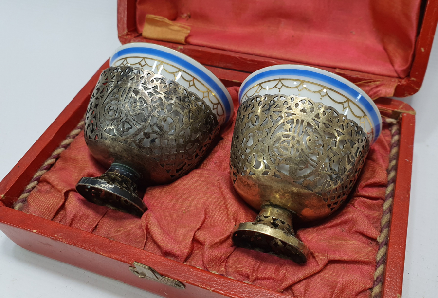 OSMANLI DÖNEMİ ORJİNAL KUTUSUNDA ÇİFT FİNCAN ZARFI