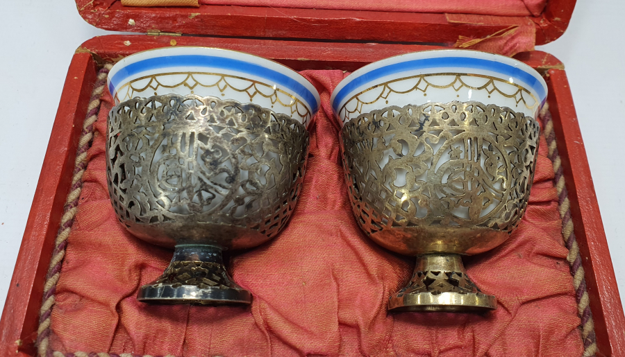 OSMANLI DÖNEMİ ORJİNAL KUTUSUNDA ÇİFT FİNCAN ZARFI