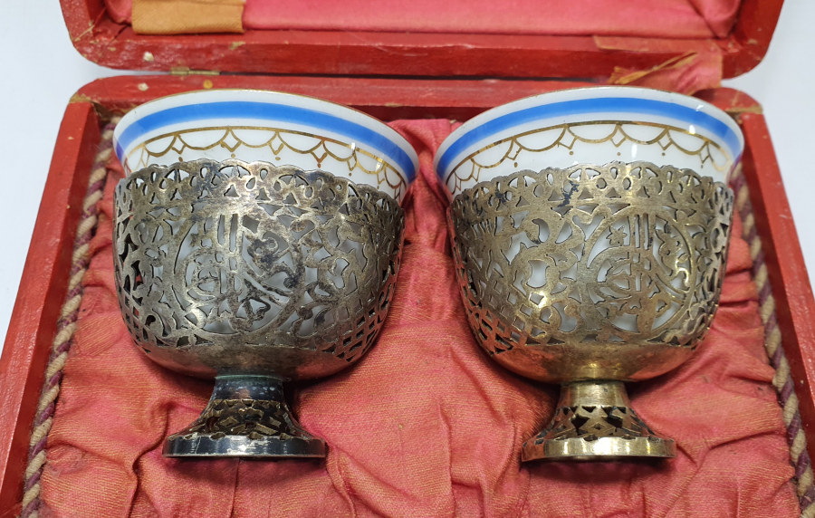 OSMANLI DÖNEMİ ORJİNAL KUTUSUNDA ÇİFT FİNCAN ZARFI