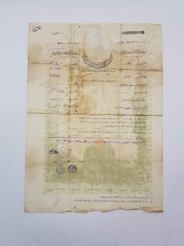 KURTULUŞ SAVAŞI: OSMANLICA ASKERİ TERHİS BELGESİ 