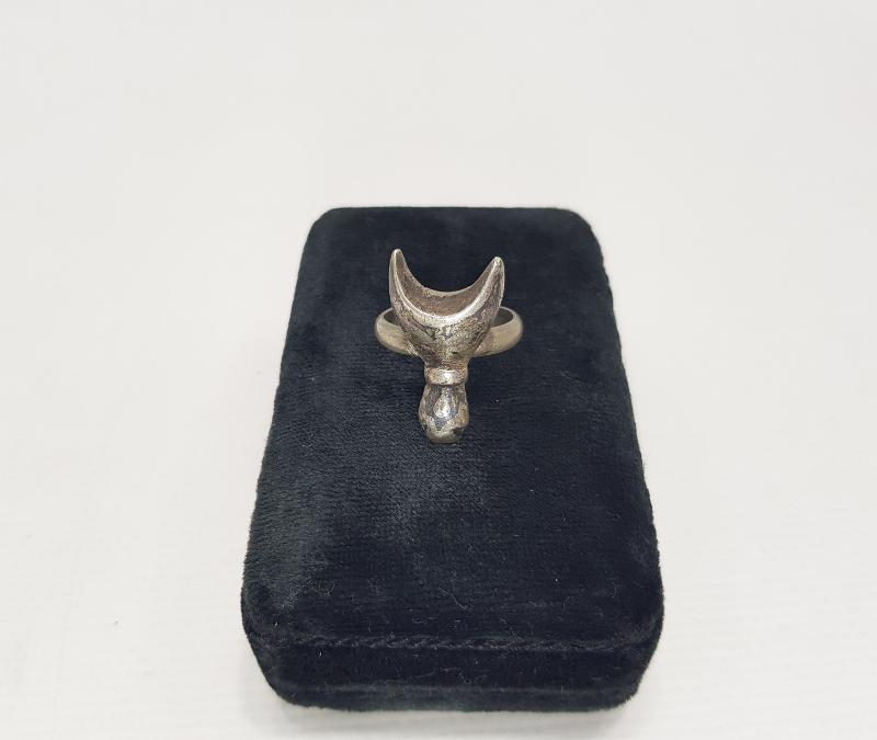 OSMANLI DÖNEMİ ÇERKEZ İŞİ AY YILDIZ FORMLU SAVATLI GÜMÜŞ YÜZÜK 