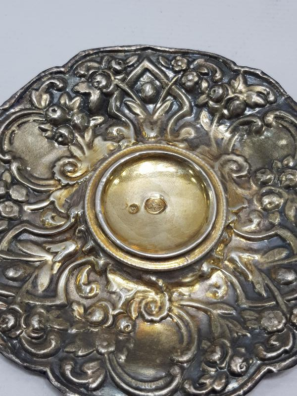 OSMANLI TUĞRALI VE SAH DAMGALI GÜMÜŞ FİNCAN TABAĞI 