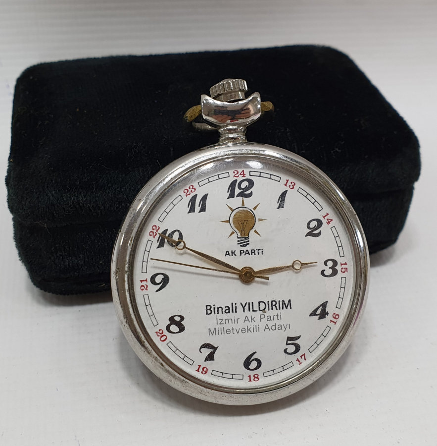 AK PARTİ PROMOSYONU GERÇEK KURMALI ÖZEL YAPIM CEP SAATİ
