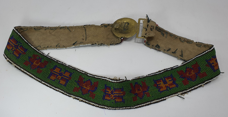 OSMANLI DÖNEMİ ÜZERİNDE SUBAY KEMER TOKASI BULUNAN BONCUK İŞİ KEMER