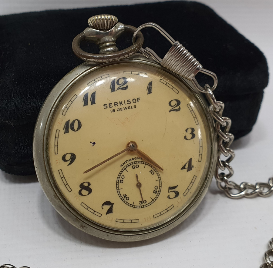 TEPEDEN KURMALI TREN YOLLU ANTİKA CEP SAATİ