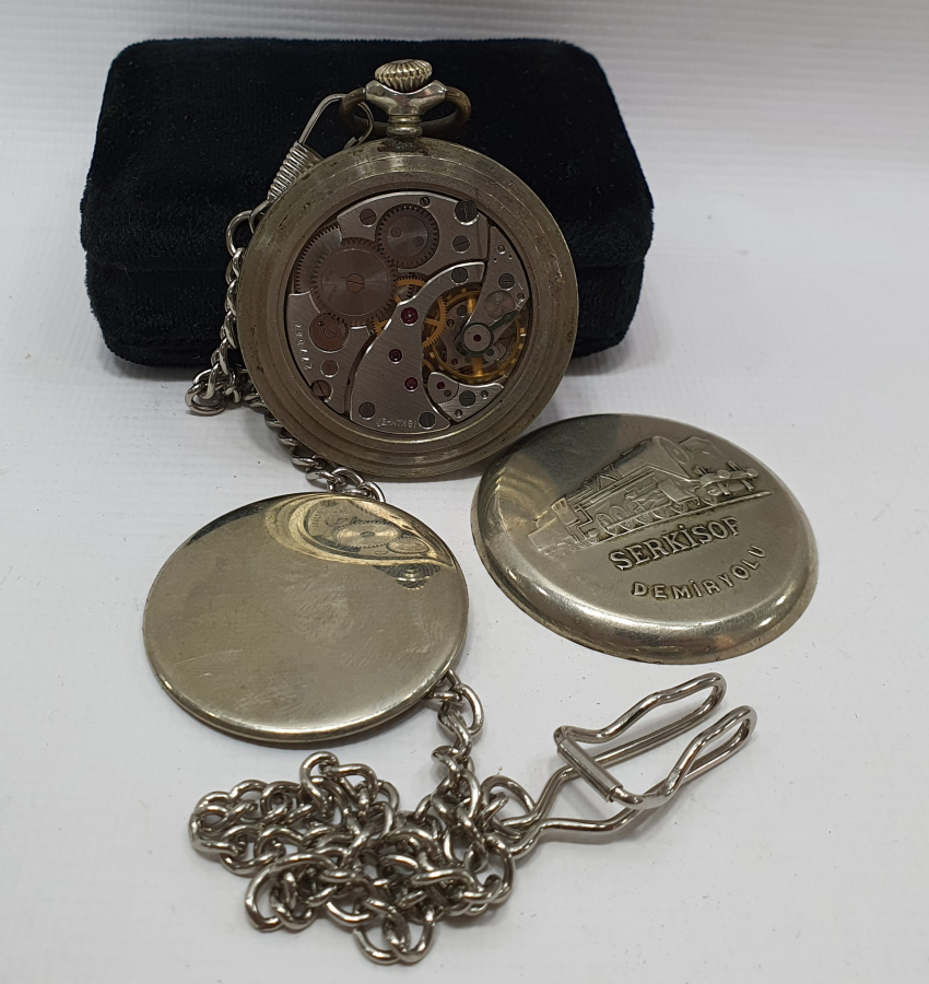 TEPEDEN KURMALI TREN YOLLU ANTİKA CEP SAATİ