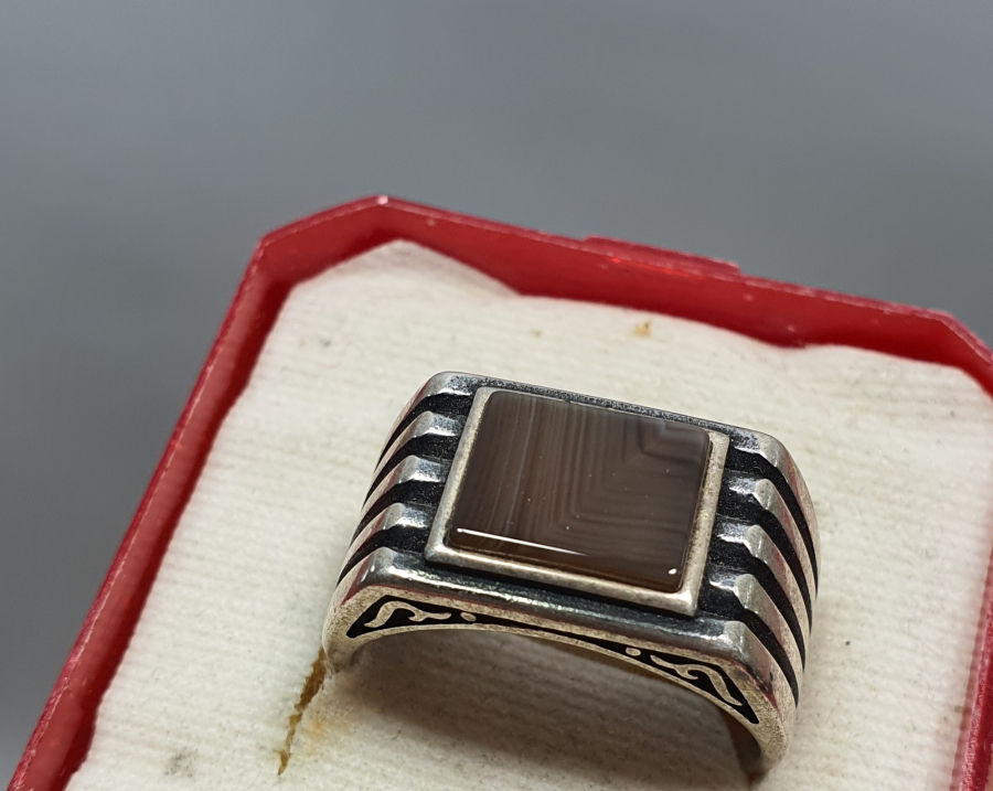 HARELİ SÜLEYMANİYE AKİĞİNDEN MAMUL GÜMÜŞ YÜZÜK