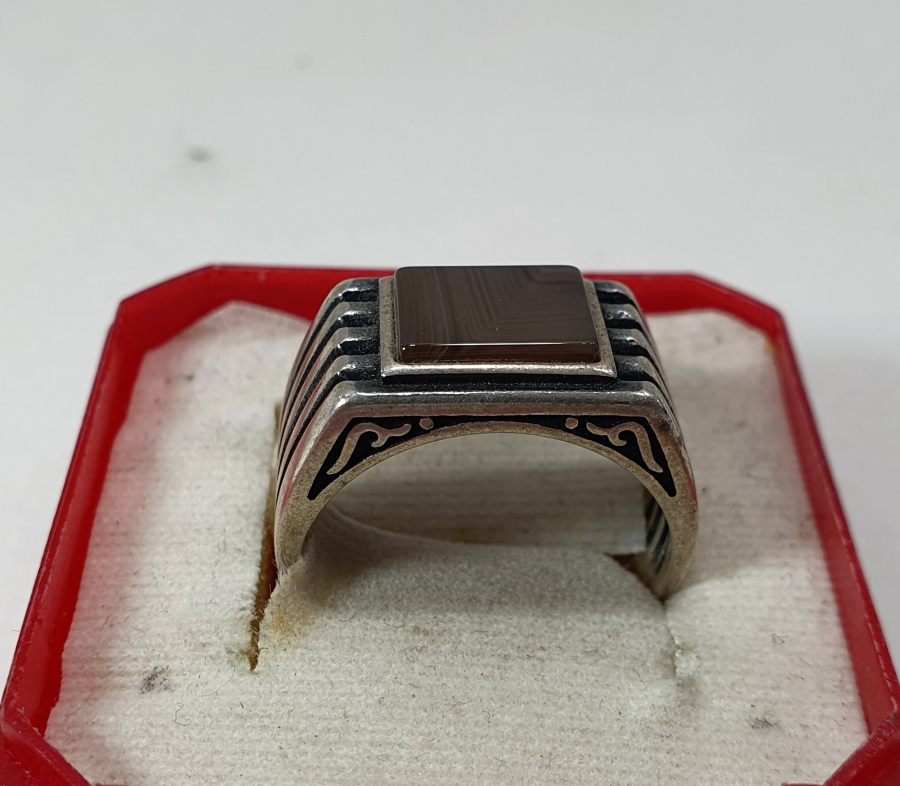 HARELİ SÜLEYMANİYE AKİĞİNDEN MAMUL GÜMÜŞ YÜZÜK