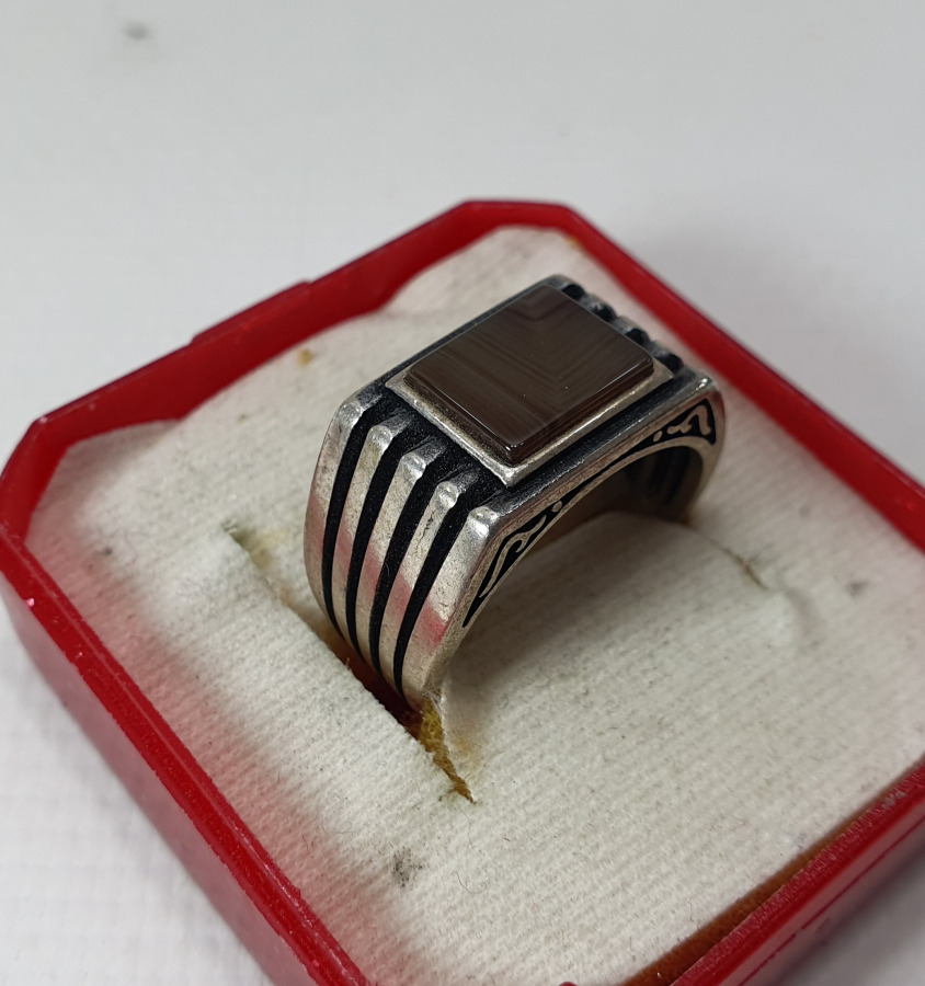 HARELİ SÜLEYMANİYE AKİĞİNDEN MAMUL GÜMÜŞ YÜZÜK