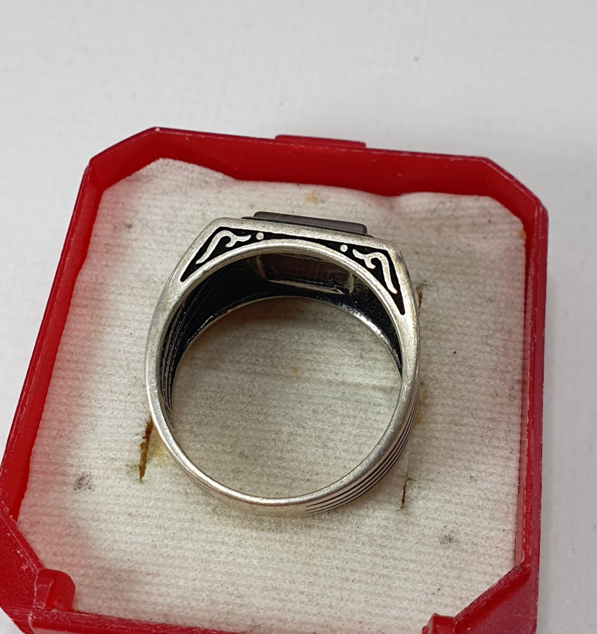 HARELİ SÜLEYMANİYE AKİĞİNDEN MAMUL GÜMÜŞ YÜZÜK