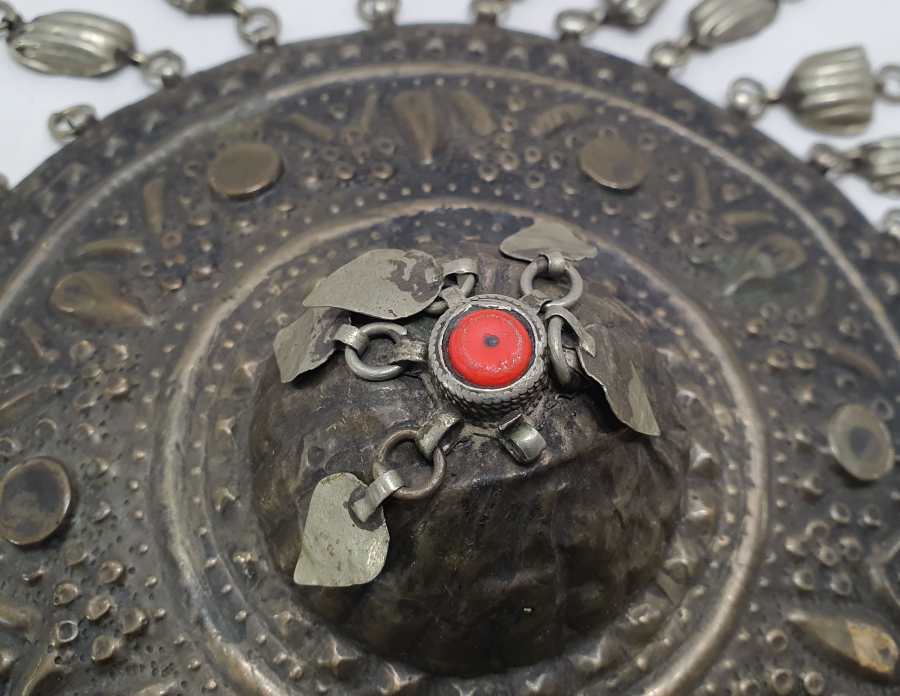 OSMANLI DÖNEMİ ÇOK NADİR MERCANLI GÜMÜŞ GELİN TEPELİĞİ