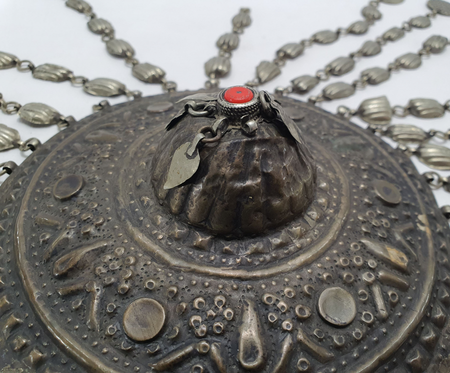 OSMANLI DÖNEMİ ÇOK NADİR MERCANLI GÜMÜŞ GELİN TEPELİĞİ