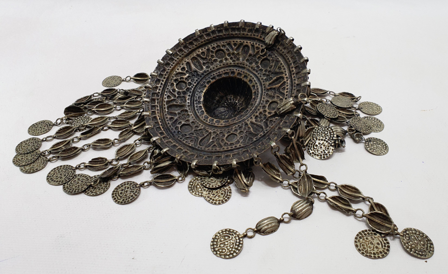 OSMANLI DÖNEMİ ÇOK NADİR MERCANLI GÜMÜŞ GELİN TEPELİĞİ