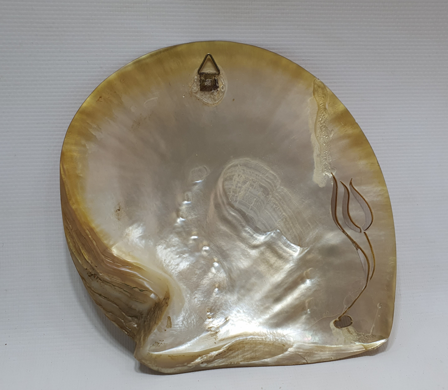 SEDEF ÜZERİ EL YAZMA BÜYÜK BOY DUVAR SÜSÜ