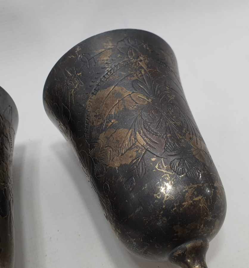 ÜZERİ KALEM İŞÇİLİKLİ ANTİKA ÇİFT KADEH