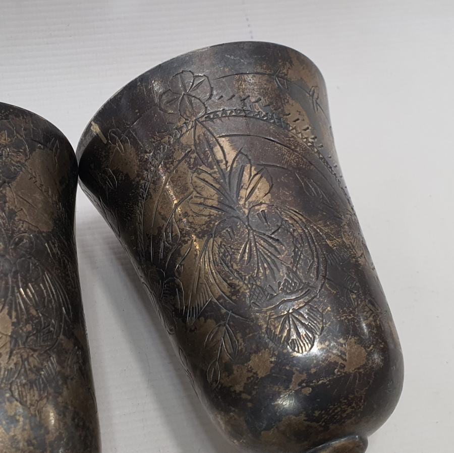 ÜZERİ KALEM İŞÇİLİKLİ ANTİKA ÇİFT KADEH