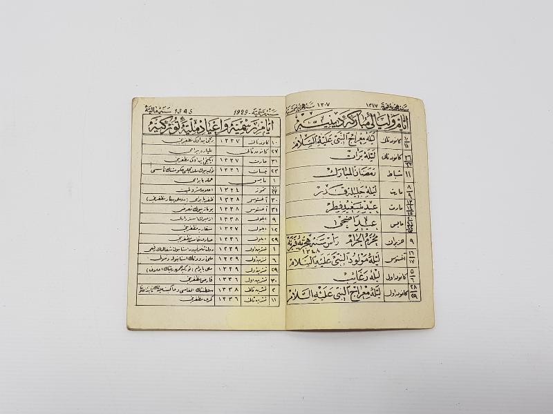 1929 TARİHLİ OSMANLICA CEP TAKVİMİ