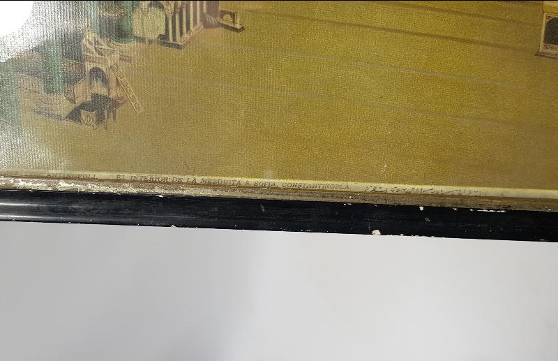 CONSTANTINOPLE: OSMANLICA YAZILI AYASOFYA CAMİİ İÇİ GÖRSELLİ DUVAR PANOSU 