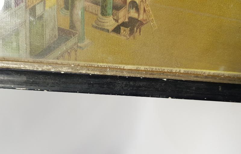 CONSTANTINOPLE: OSMANLICA YAZILI AYASOFYA CAMİİ İÇİ GÖRSELLİ DUVAR PANOSU 