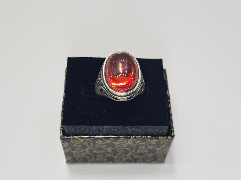 KÖK YAKUT TAŞLI GÜMÜŞ ERKEK YÜZÜK 