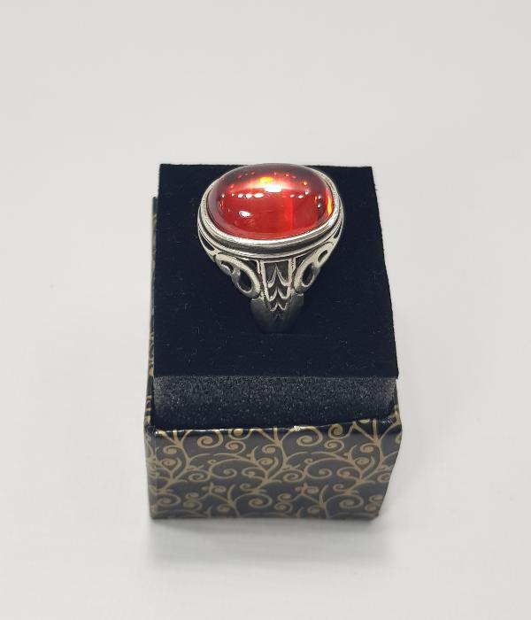 KÖK YAKUT TAŞLI GÜMÜŞ ERKEK YÜZÜK 