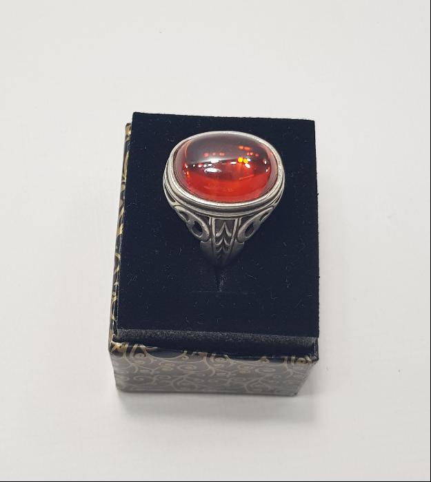 KÖK YAKUT TAŞLI GÜMÜŞ ERKEK YÜZÜK 