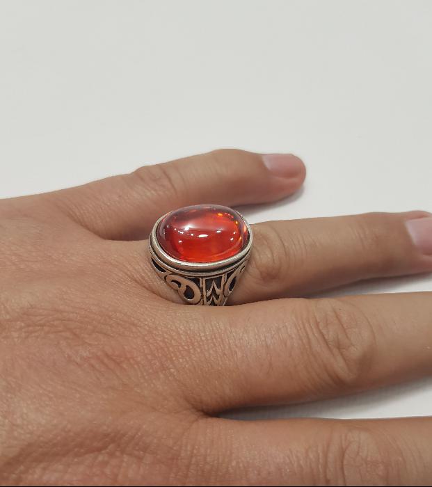 KÖK YAKUT TAŞLI GÜMÜŞ ERKEK YÜZÜK 