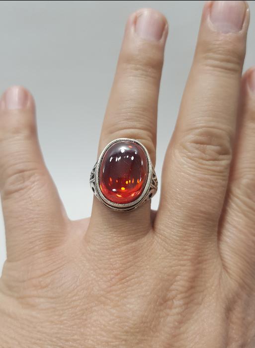 KÖK YAKUT TAŞLI GÜMÜŞ ERKEK YÜZÜK 