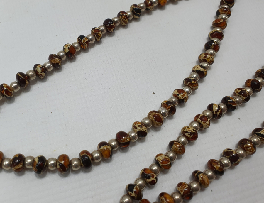 ÇOK NADİR ANTİKA DAMLA KEHRİBAR VE GÜMÜŞ GERDANLIK