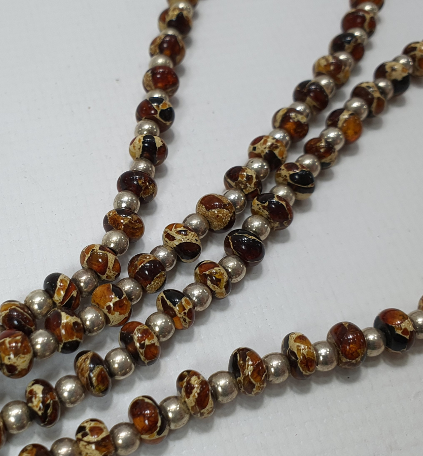 ÇOK NADİR ANTİKA DAMLA KEHRİBAR VE GÜMÜŞ GERDANLIK