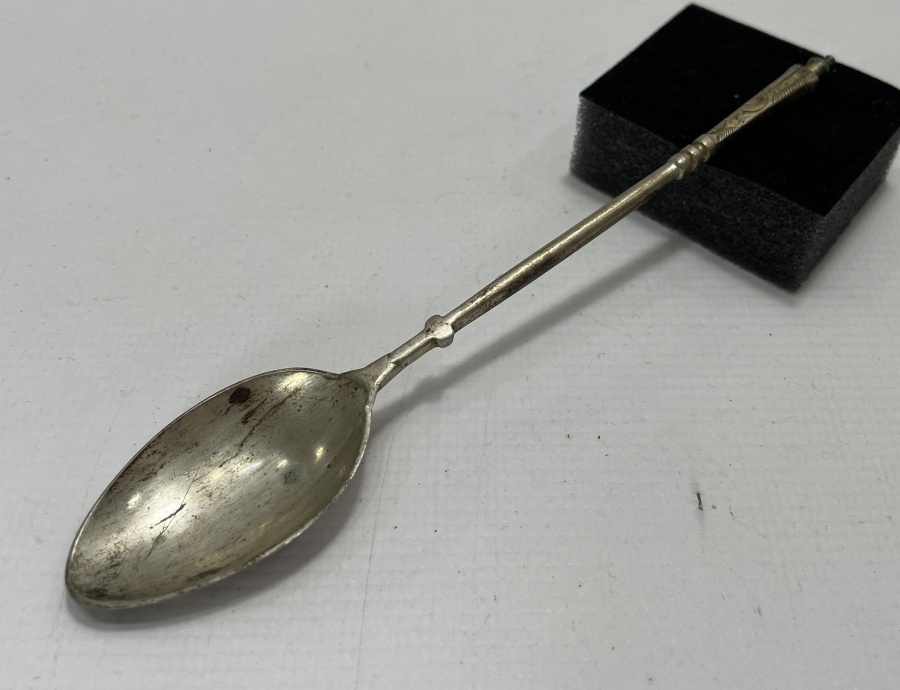 ANTİKA GÜMÜŞ ÜZERİ KALEM İŞÇİLİKLİ DONDURMA KAŞIĞI