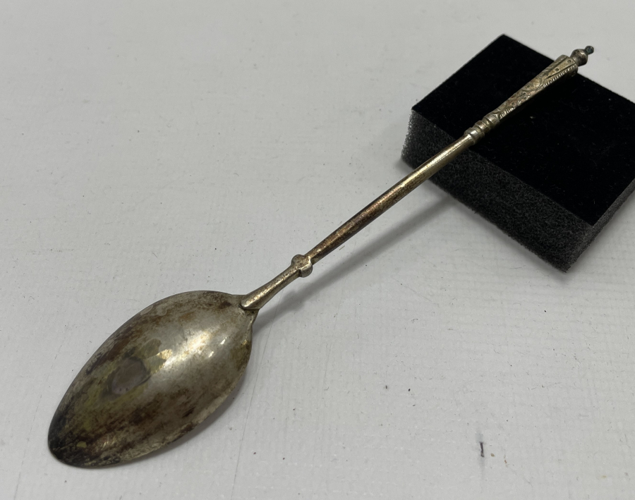 ANTİKA GÜMÜŞ ÜZERİ KALEM İŞÇİLİKLİ DONDURMA KAŞIĞI