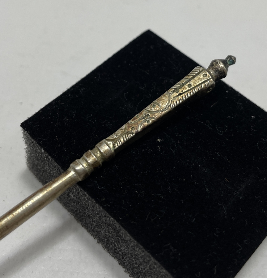 ANTİKA GÜMÜŞ ÜZERİ KALEM İŞÇİLİKLİ DONDURMA KAŞIĞI