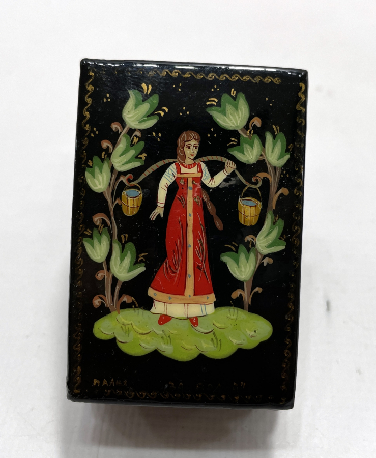 TAMAMI EL BOYAMA SANATÇI İMZALI ANTİKA PAPİER MACHE KUTU