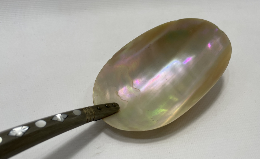 OSMANLI DÖNEMİ SEDEF VE BOYNUZDAN MAMUL TEKKE İŞİ BÜYÜK BOY HOŞAF KAŞIĞI